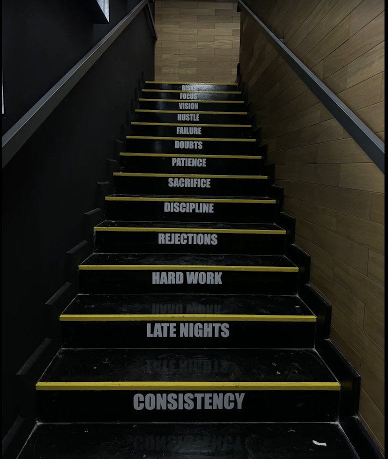 L'escalier InnoGym — Consistency, Hard Work
